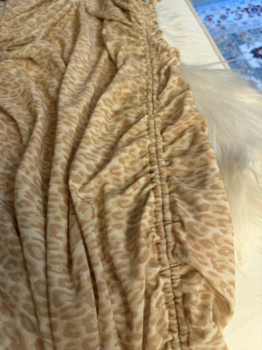 Kendall & Kylie Beige Leopard Print Triangle Bikini and cover up dress
